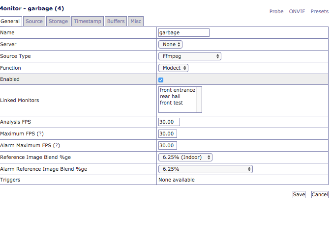 ZONEMINDER SOURCE TAB