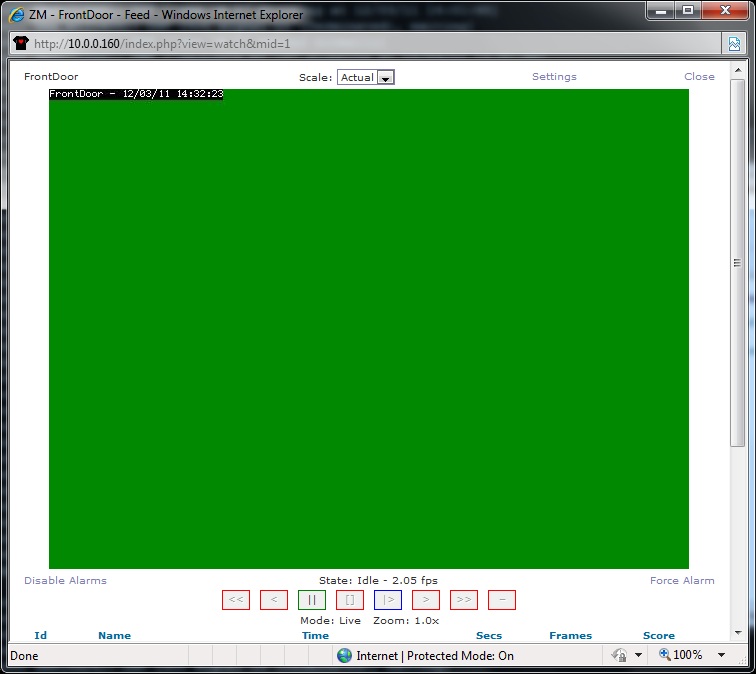 ZoneMinder Feed (Green)