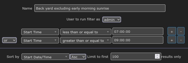 Filter Creation Screen