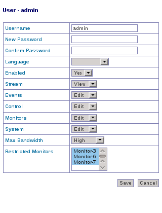 This is the user config screen for my Admin user.