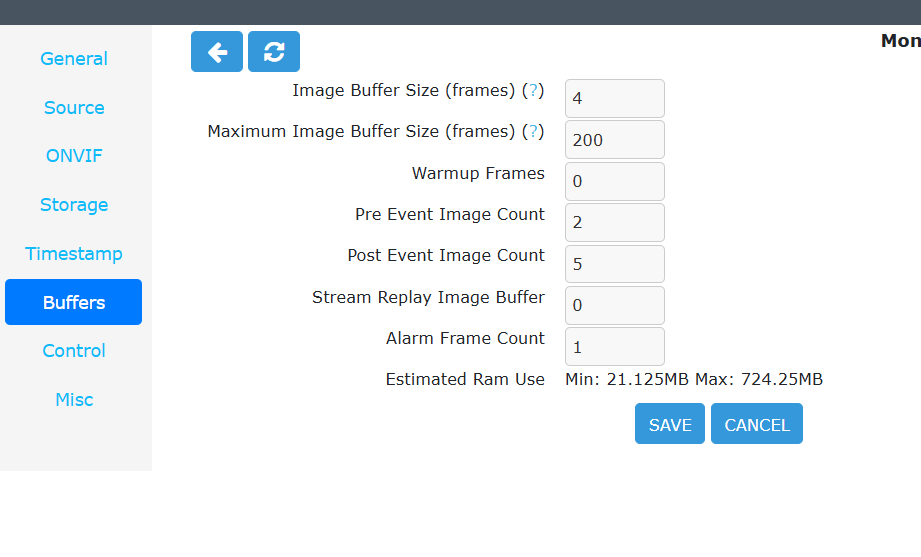 Zoneminder Buffer Settings.png