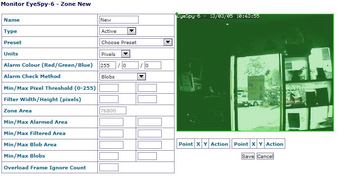 capture of zone edit screen